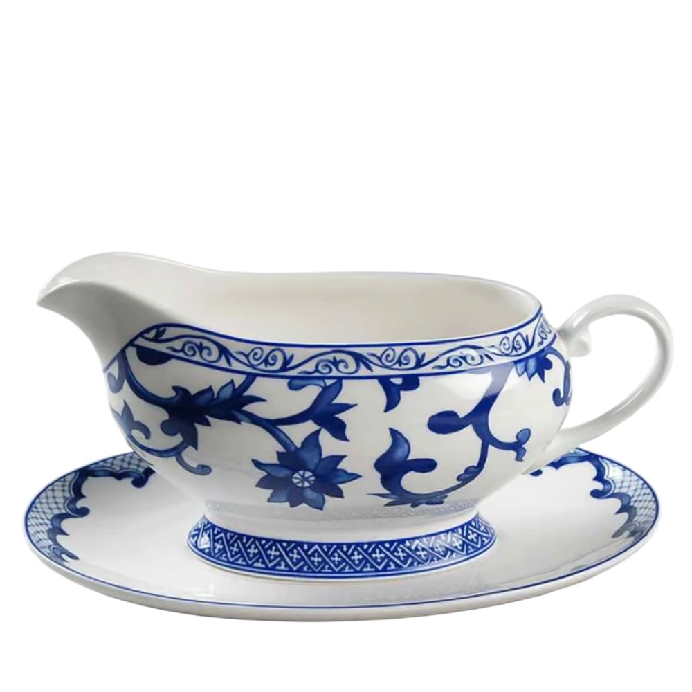 Lauren Ralph Lauren Mandarin Blue Gravy Boat & Underplate NWT China Set